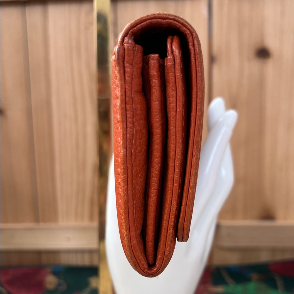 Michael Kors Fulton Orange Leather Wallet with Gold Logo - Picture 7 of 16